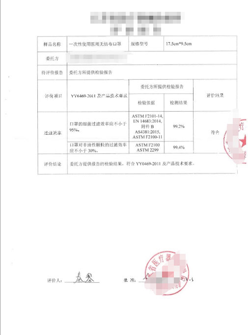 口罩质量检测报告